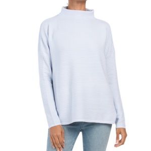 NWT French Connection Light Blue Soft Lena Knit Ribbed Funnel Neck Sweater